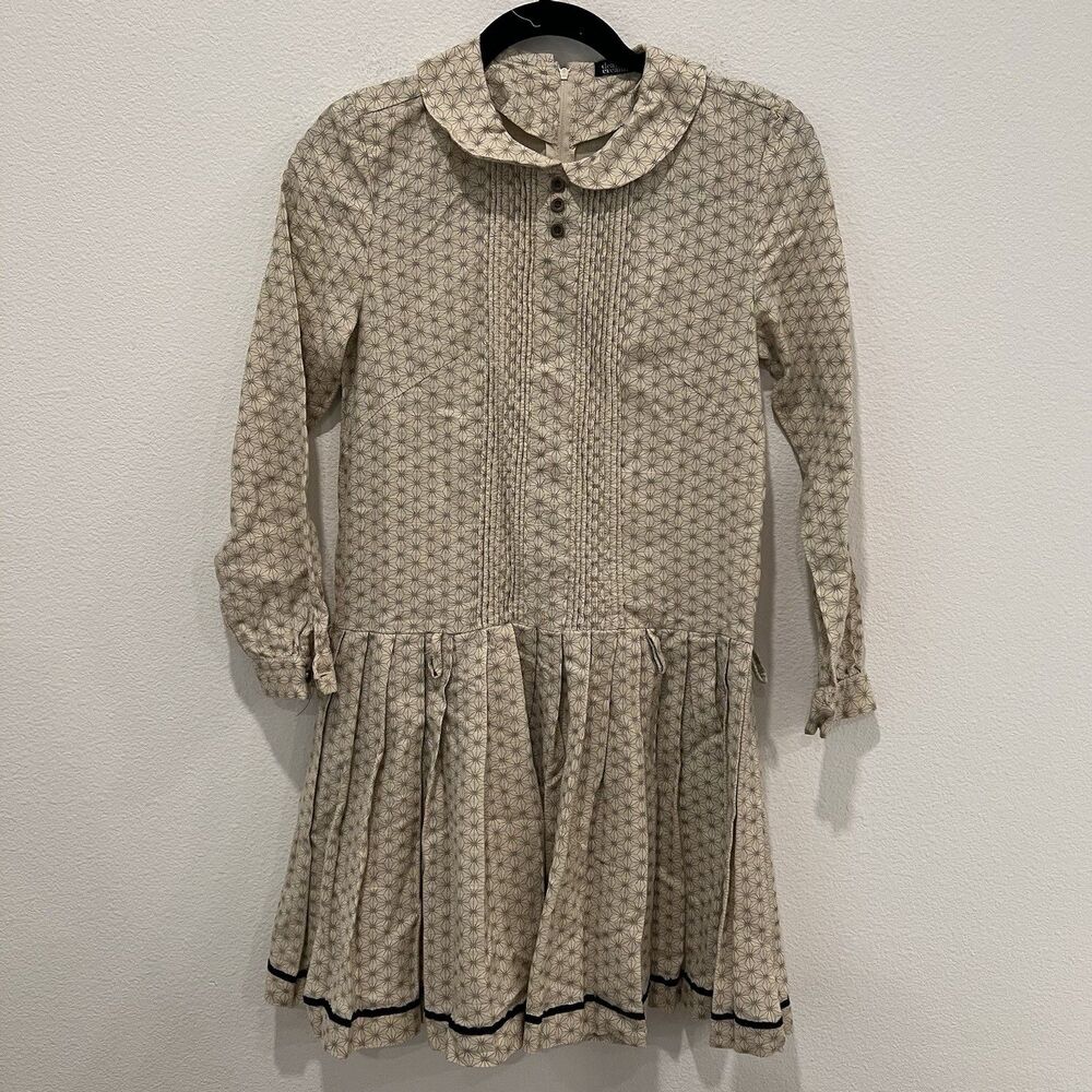 DEAR CREATURES School Girl Dress Dropped Waist Vintage Retro Size XS Peter Pan